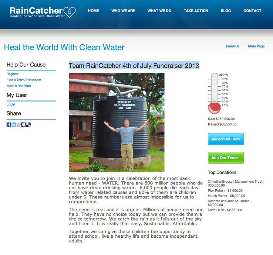 Team RainCatcher 4th of July Fundraiser 2013